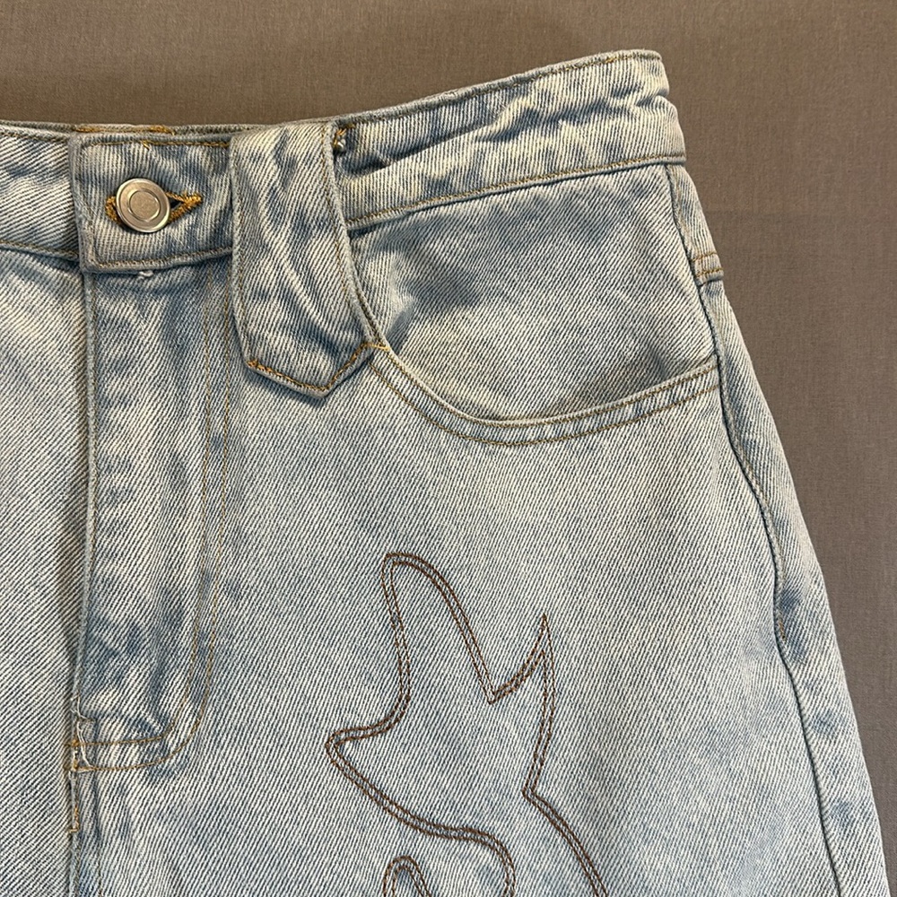 Et Clet Western Embroidered Flame Detail Straight Leg Jeans - Womens Small - Picture 5 of 16
